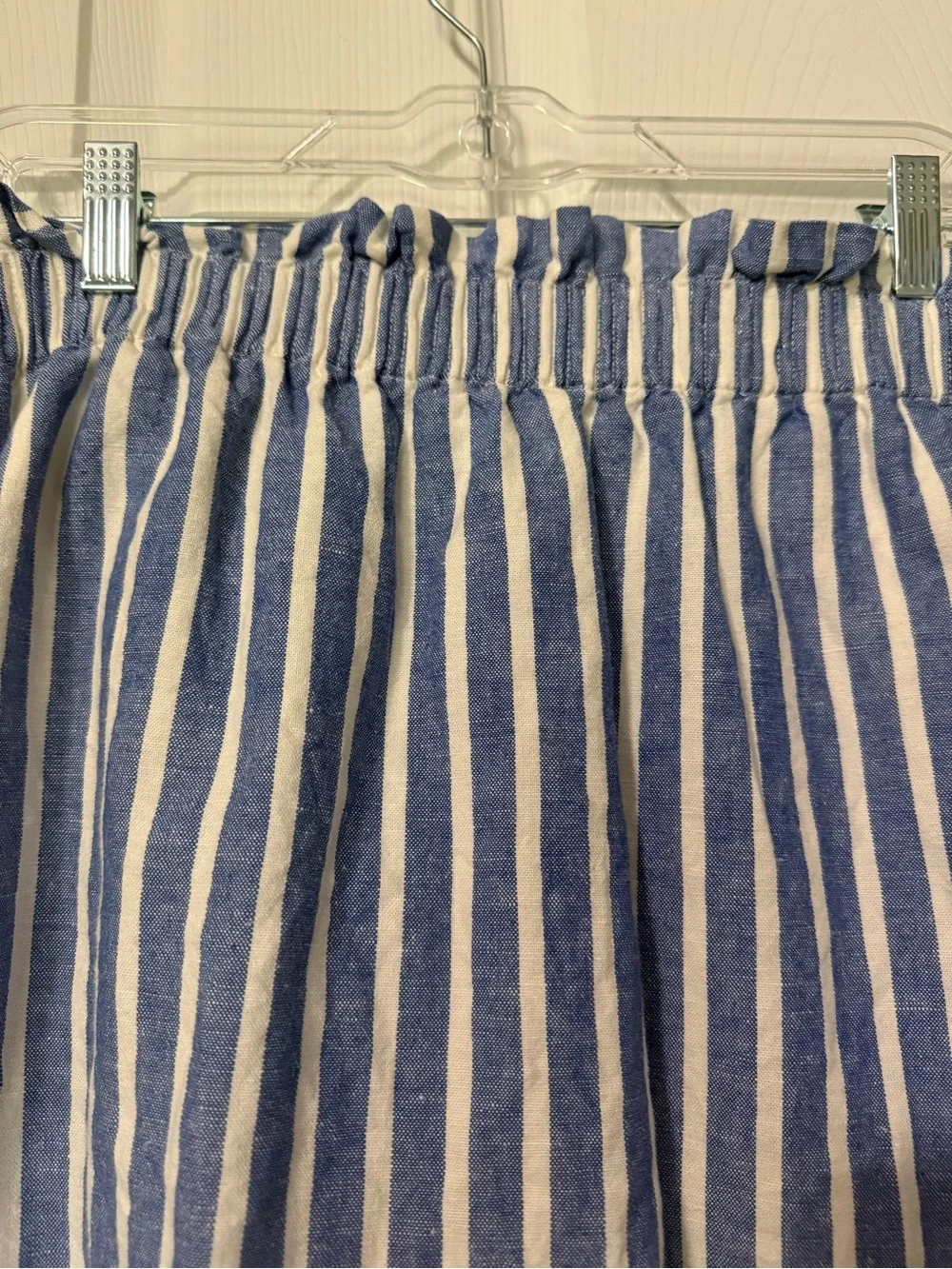 J.Crew Linen Cotton Blend Navy and White Smocked Waist Skirt- 8